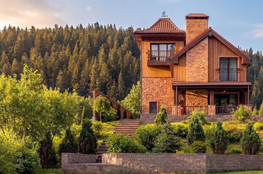 Exterior facade before — winter, flat midday light