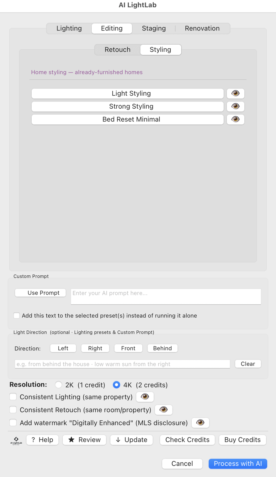 Styling tab